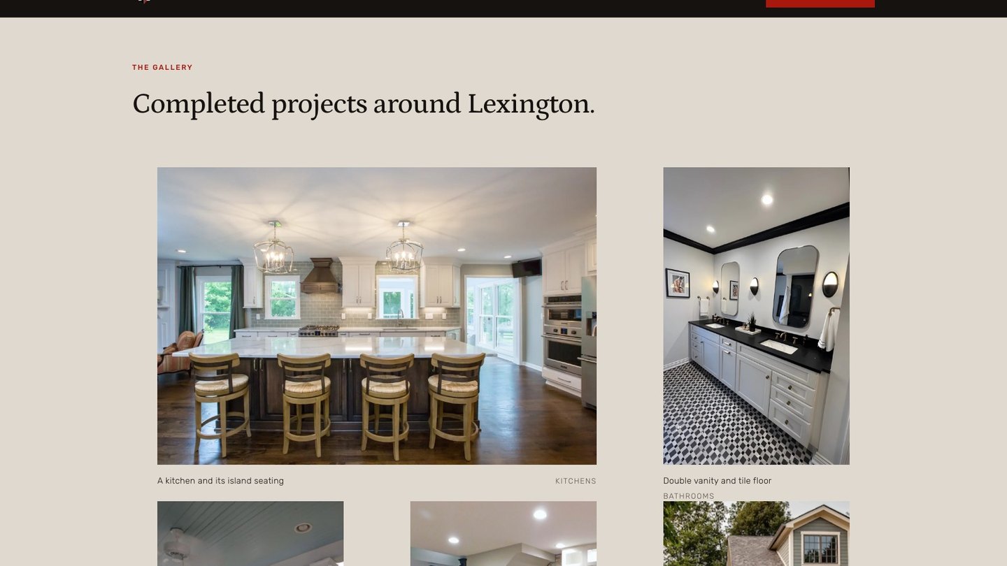 The gallery section of the new homepage