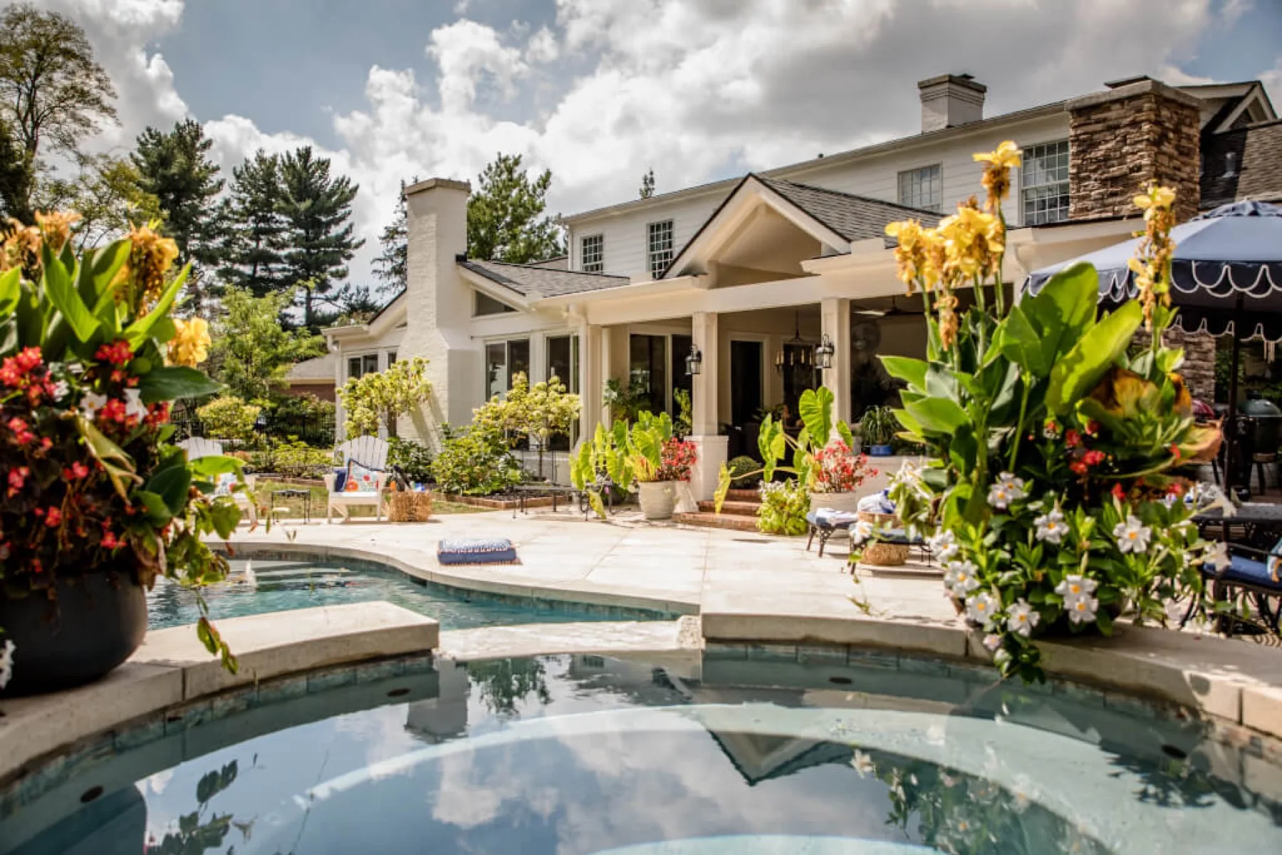 A rear addition and covered porch on a Lexington home built by Keitz Construction